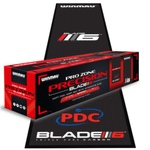 winmau pro zone precision blade 6 soft feel dart mat & integrated oche