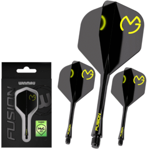 winmau fusion #2 integrated flight & shaft mvg design black & green