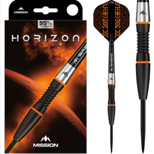mission horizon darts steel tip 95% tungsten black pvd & orange