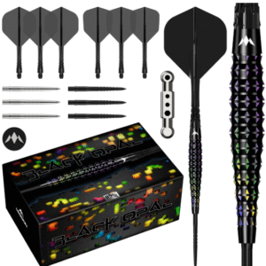 mission black opal darts steel tip 95% tungsten black & coral pvd